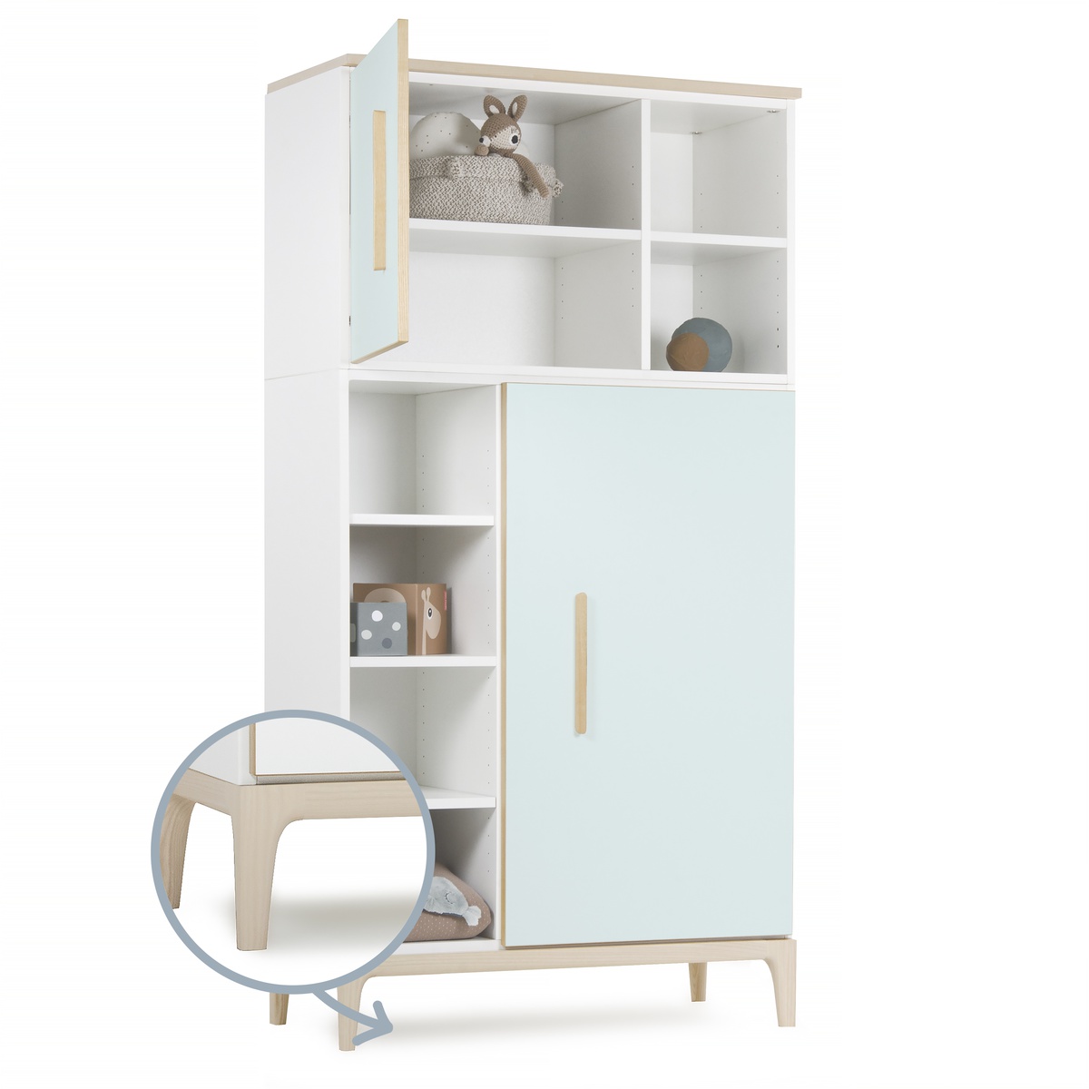 Kleiderschrank 173 cm 2-türig NADO Curve Esche mint