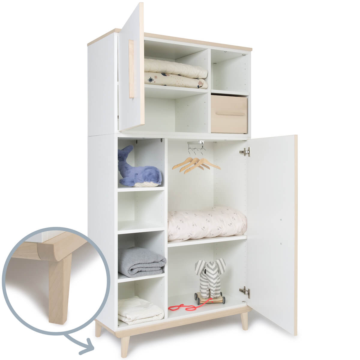 Kleiderschrank 173 cm 2-türig NADO Retro Esche white