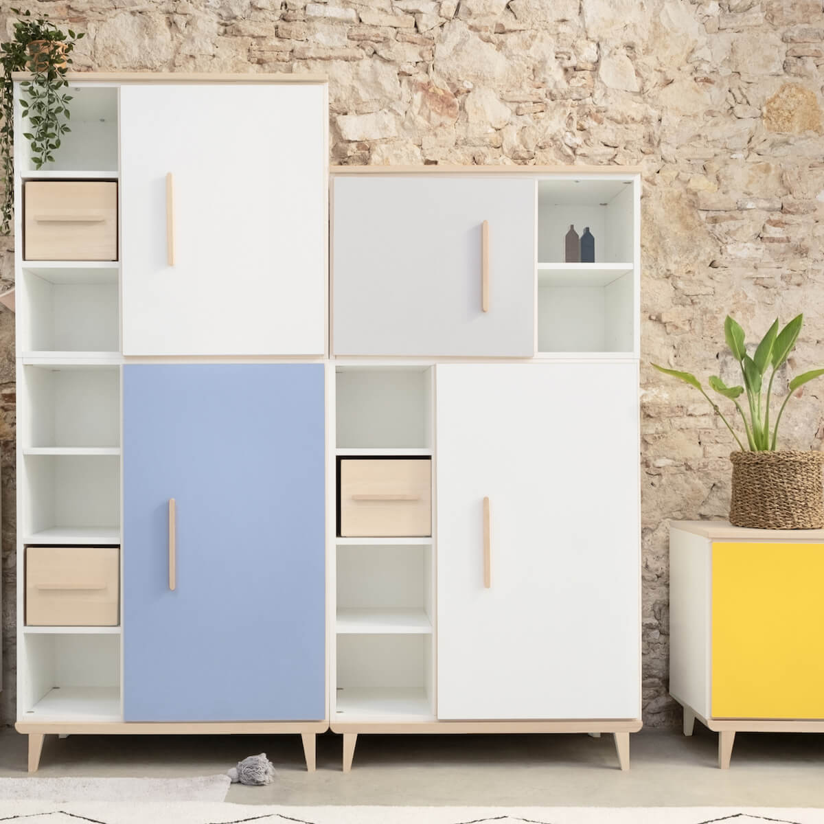 Kleiderschrank 173 cm 2-türig NADO Retro Esche white