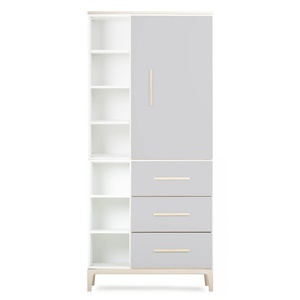 Kleiderschrank 198 cm 1-türig 3 Schubladen NADO Curve Esche manhattan grey