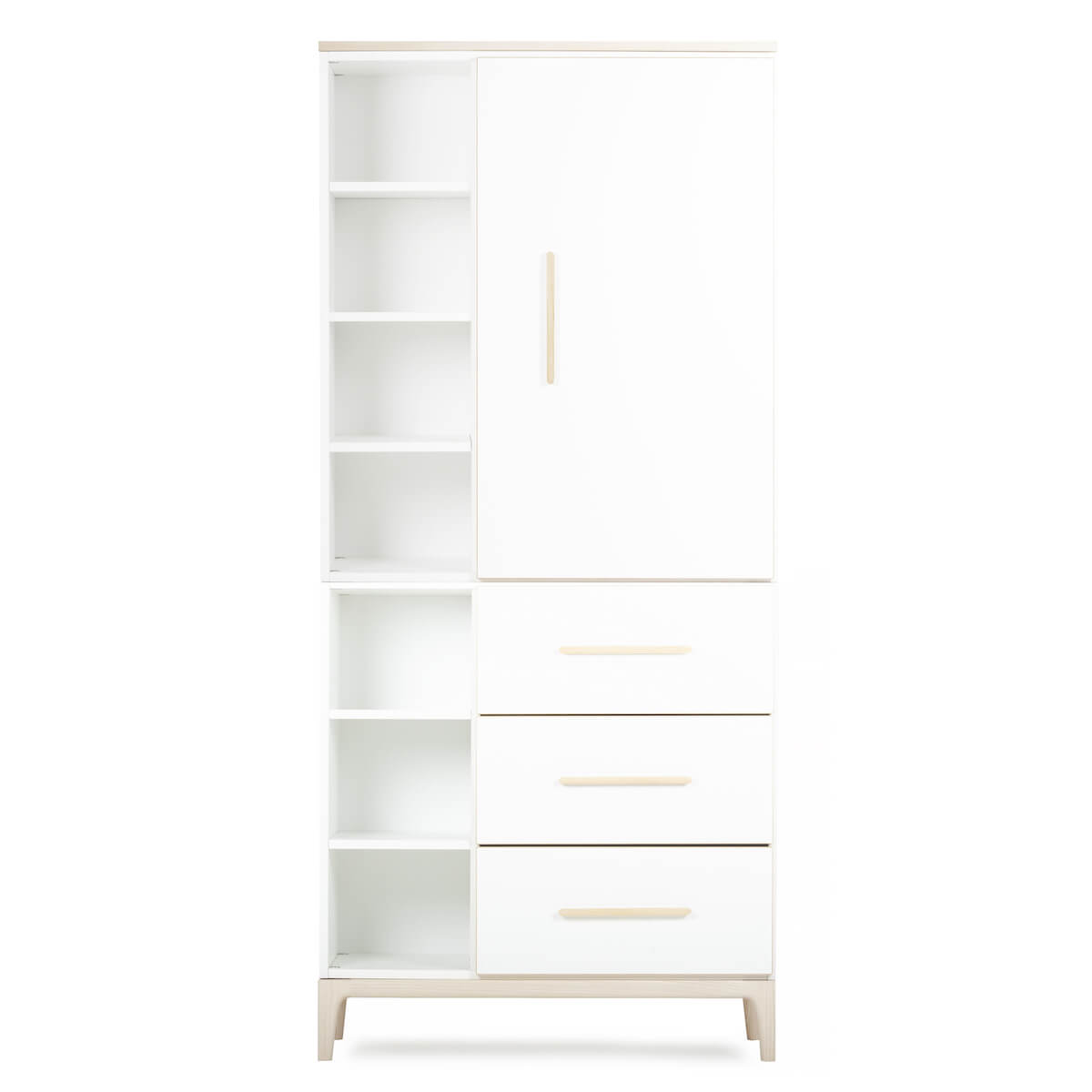 Kleiderschrank 198 cm 1-türig 3 Schubladen NADO Curve Esche white