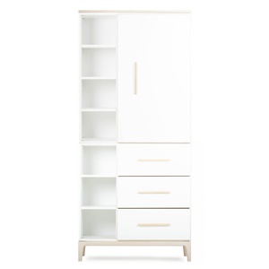 Kleiderschrank 198 cm 1-türig 3 Schubladen NADO Curve Esche white