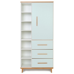 Kleiderschrank 198 cm 1-türig 3 Schubladen NADO Retro Buche mint