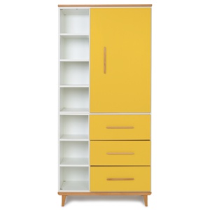 Kleiderschrank 198 cm 1-türig 3 Schubladen NADO Retro Buche sunshine yellow