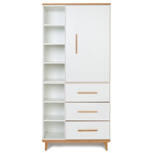 Kleiderschrank 198 cm 1-türig 3 Schubladen NADO Retro Buche white