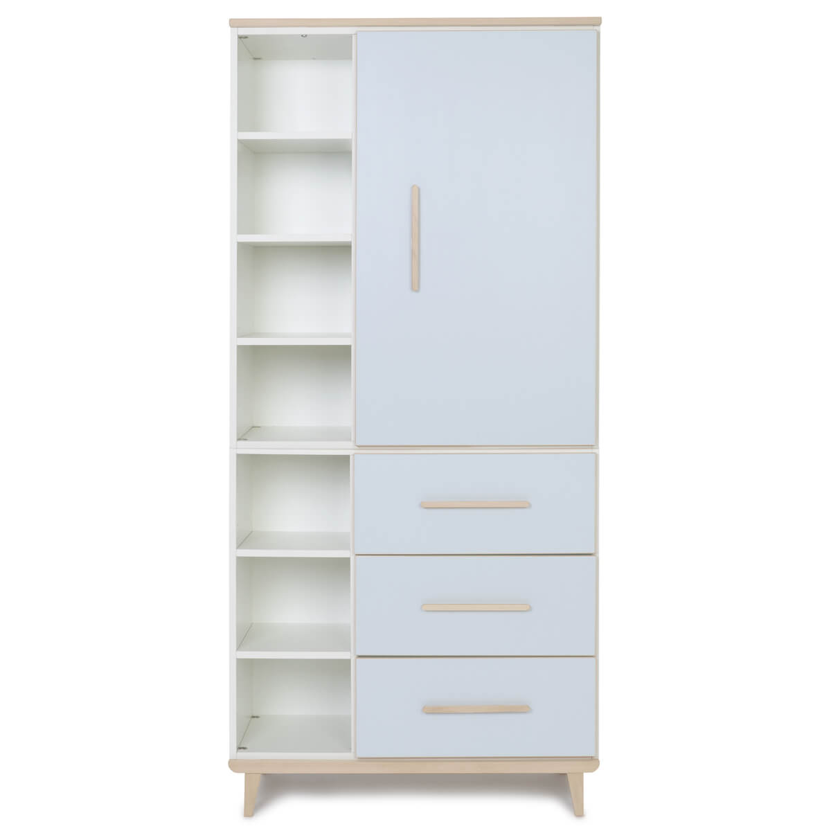 Kleiderschrank 198 cm 1-türig 3 Schubladen NADO Retro Esche sky blue