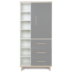 Kleiderschrank 198 cm 1-türig 3 Schubladen NADO Retro Esche slate grey