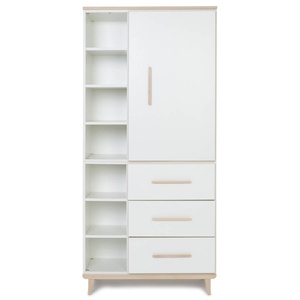 Kleiderschrank 198 cm 1-türig 3 Schubladen NADO Retro Esche white