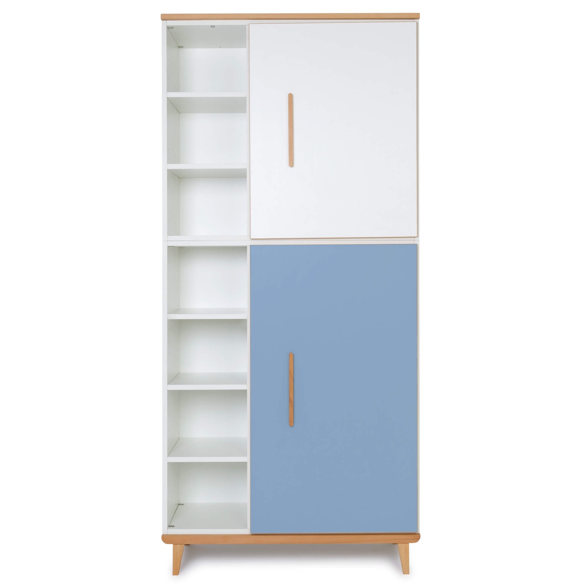 Kleiderschrank 198 cm 2-türig  NADO Retro Buche white-capri blue