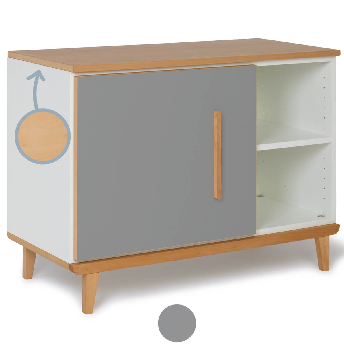 Kleinmöbel 1 Tür 2 Nischen NADO Retro Buche slate grey