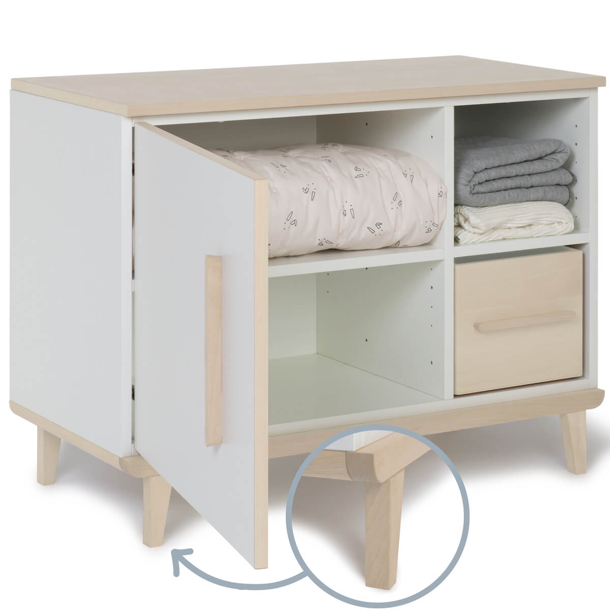 Kleinmöbel 1 Tür 2 Nischen NADO Retro Esche white