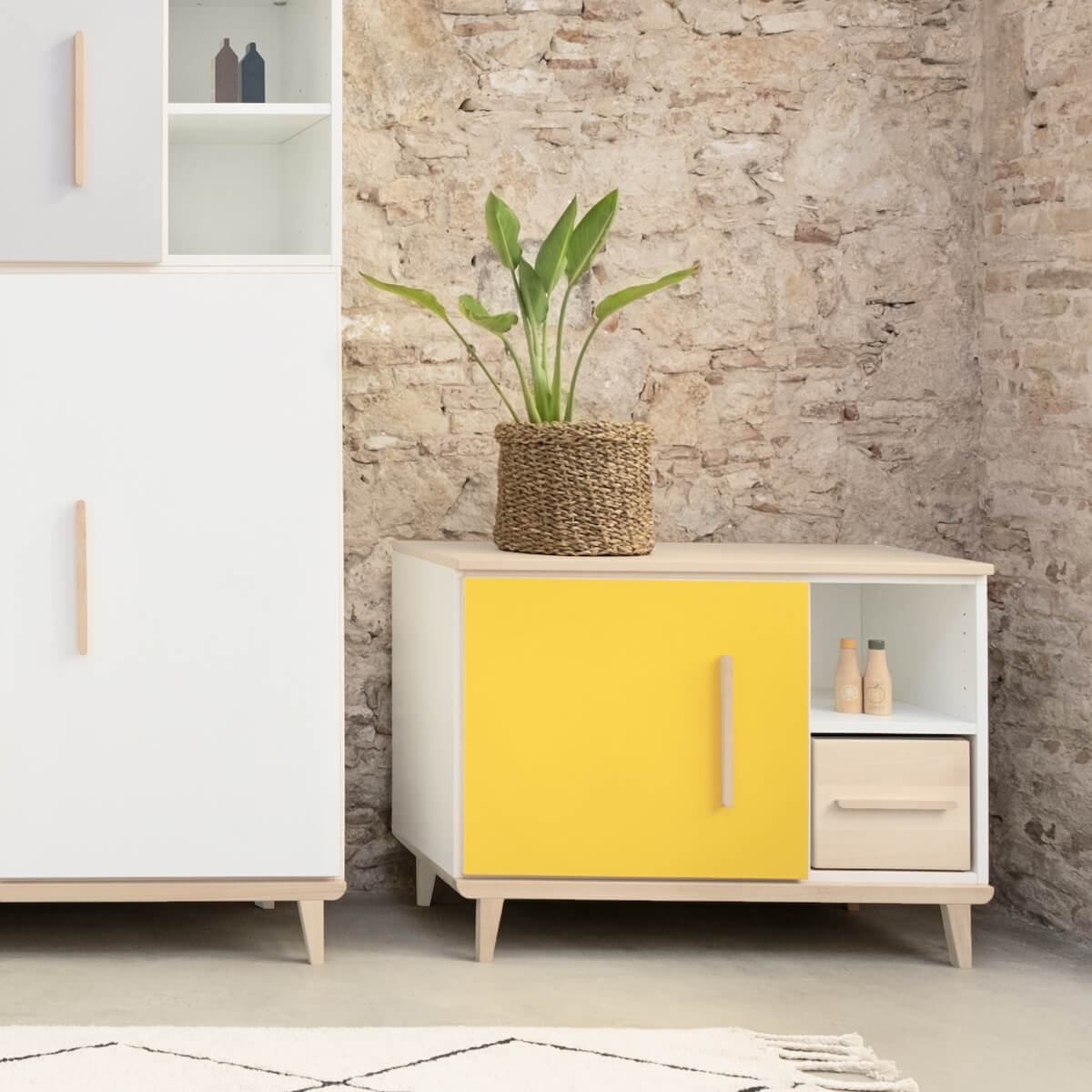 Kleinmöbel 1 Tür 2 Nischen NADO Retro Esche white