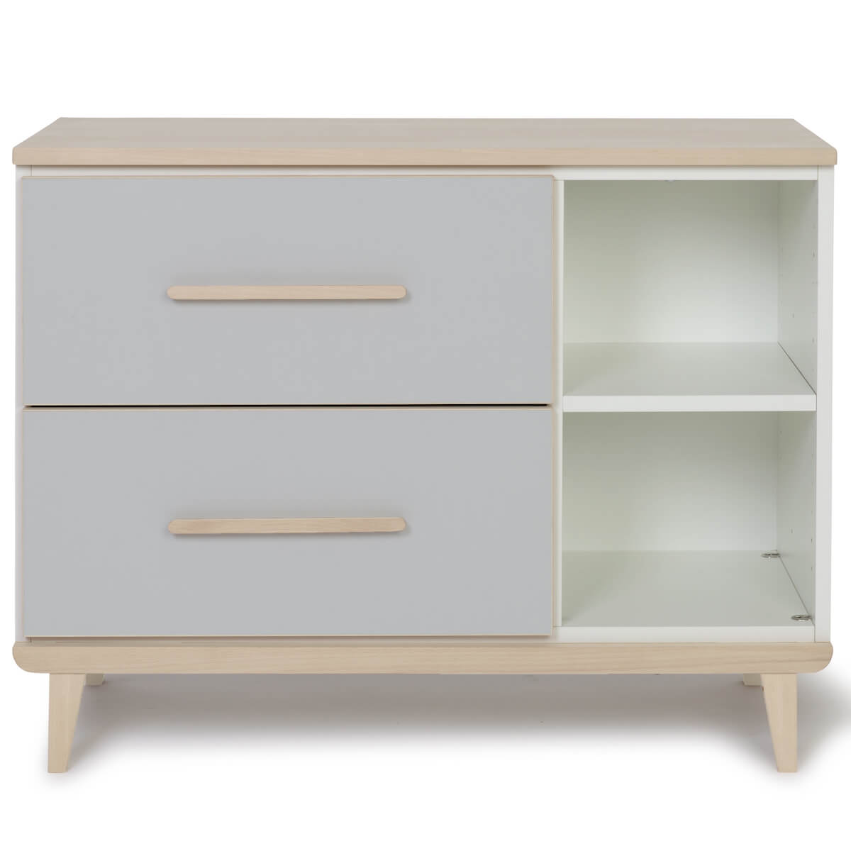 Kleinmöbel 2 Schubladen 2 Nischen NADO Retro Esche manhattan grey
