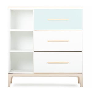 Kommode 3 Schubladen 3 Nischen NADO Curve Esche mint-white