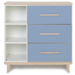 Kommode 3 Schubladen 3 Nischen NADO Retro Esche capri blue