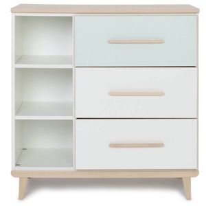 Kommode 3 Schubladen 3 Nischen NADO Retro Esche mint-white