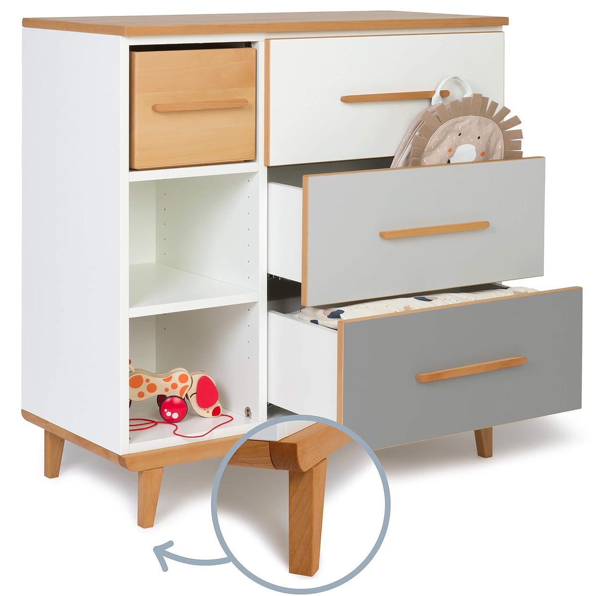 Kommode 3-türig NADO white-manhattan grey-slate grey