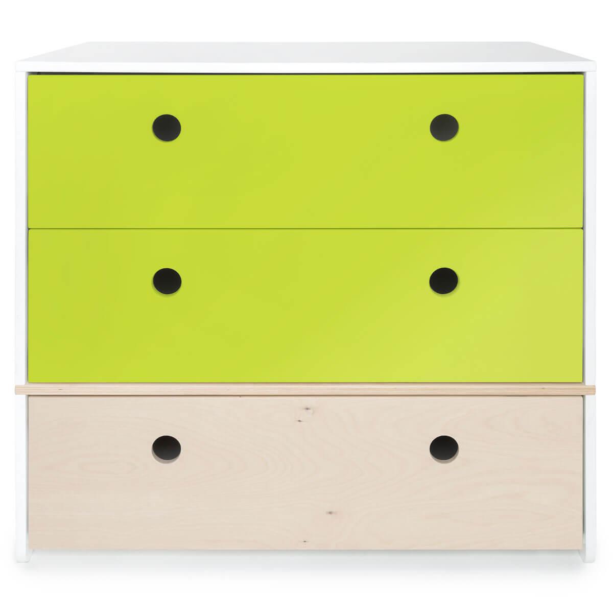 Kommode COLORFLEX Schubladen Farben lime-lime-white wash