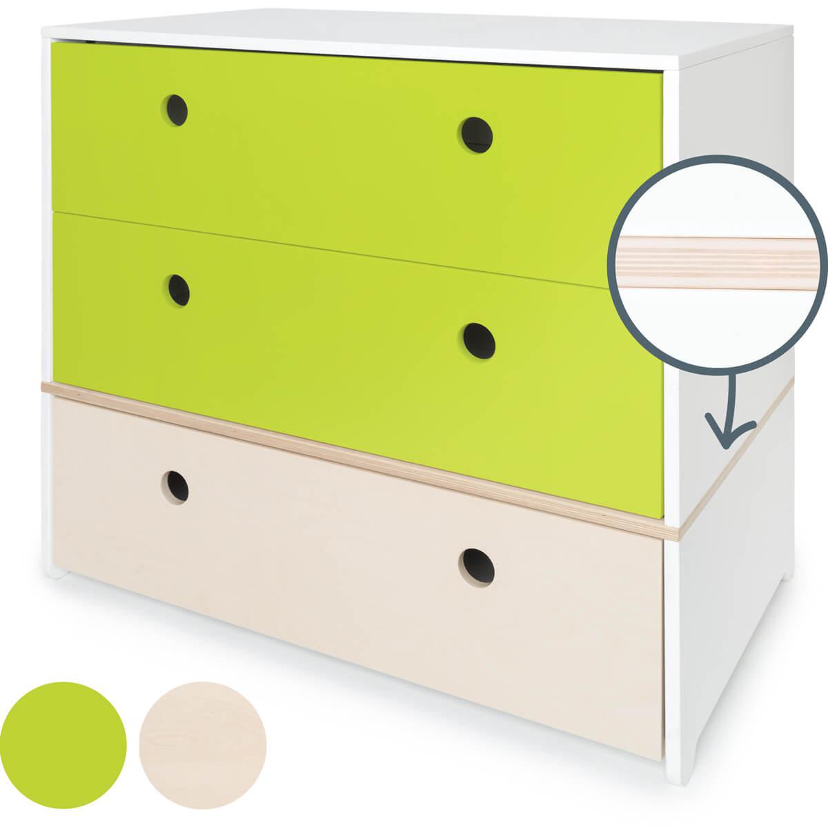 Kommode COLORFLEX Schubladen Farben lime-lime-white wash