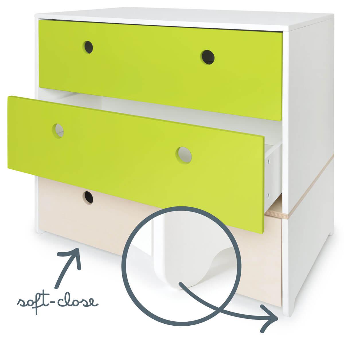 Kommode COLORFLEX Schubladen Farben lime-lime-white wash