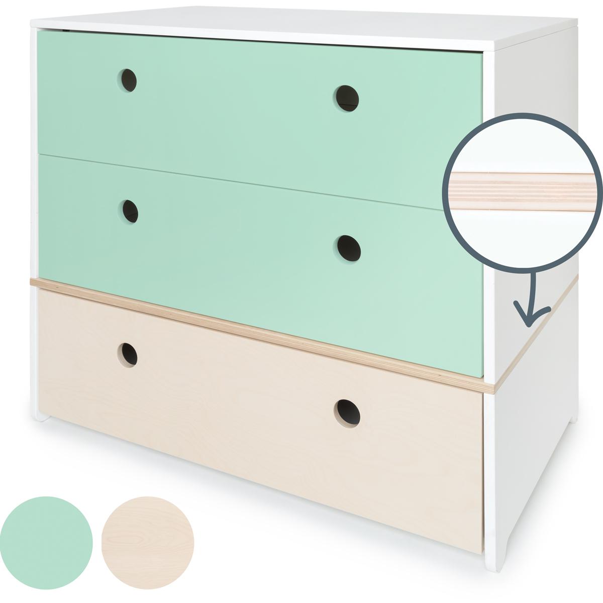 Kommode COLORFLEX Schubladen Farben mint-mint-white wash
