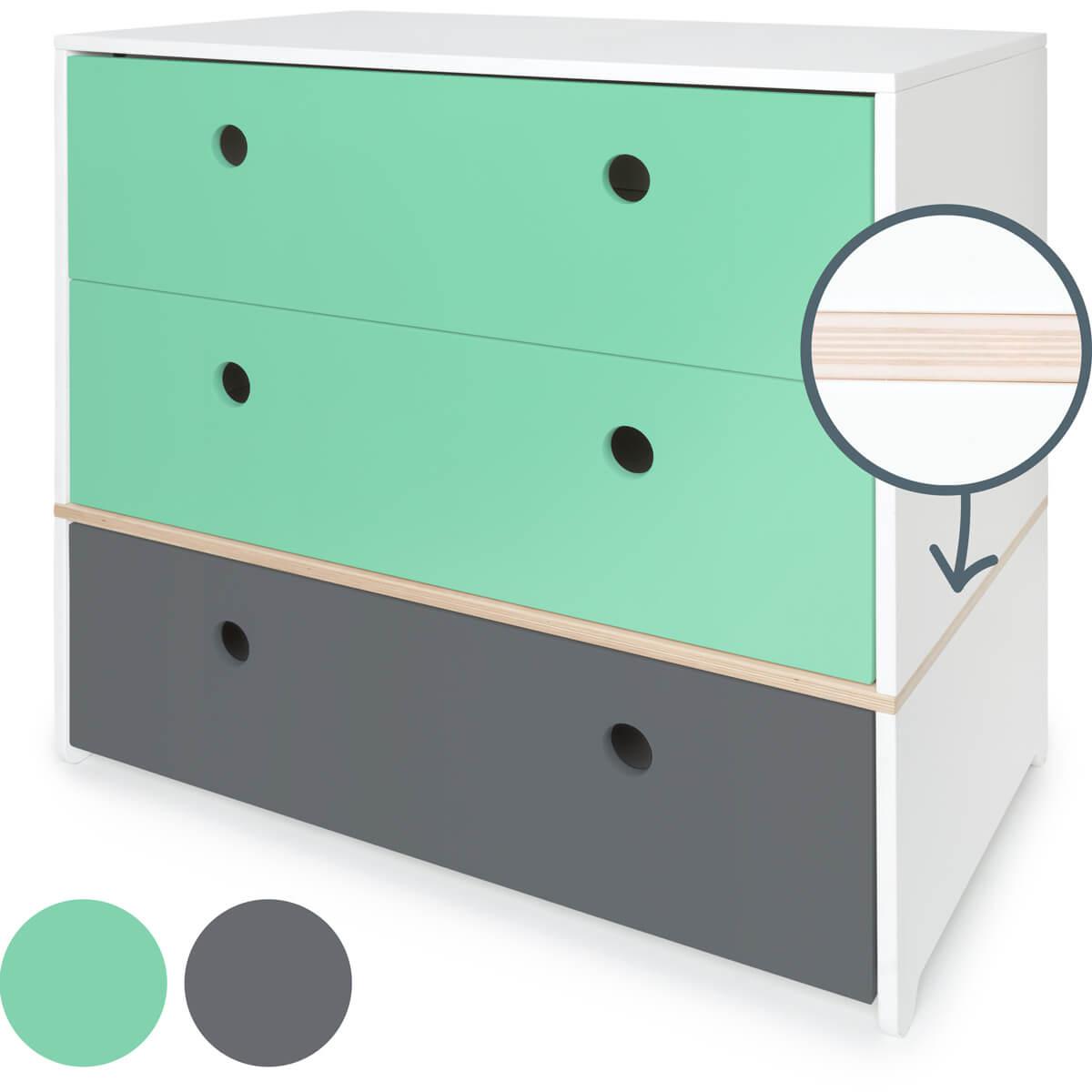 Kommode COLORFLEX Schubladen Farben sea foam-sea foam-space grey