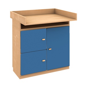 Kommode-Wickeltisch 93x78cm DESTYLE de Breuyn Buche natur mit dunkelblauen Türen