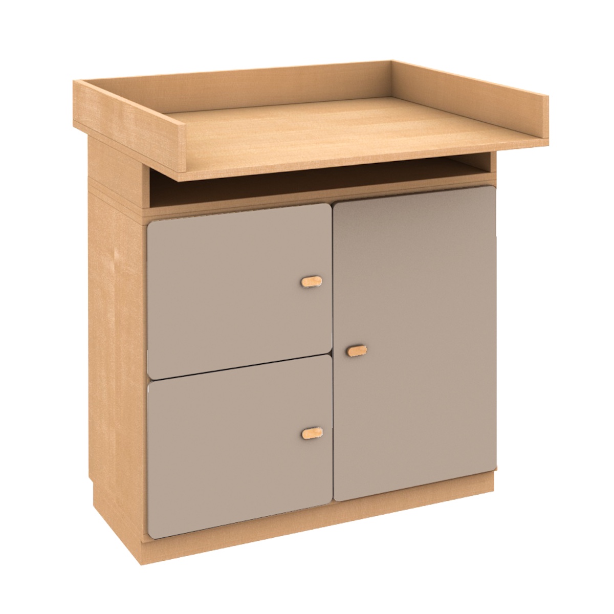 Kommode-Wickeltisch 93x78cm DESTYLE de Breuyn Buche natur mit hellgrauen Türen