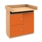 Kommode-Wickeltisch 93x78cm DESTYLE de Breuyn Buche natur mit orangefarbenen Türen