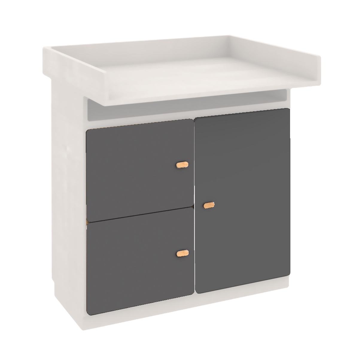 Kommode-Wickeltisch 93x78cm DESTYLE de Breuyn weiße Buche mit anthraziten Türen