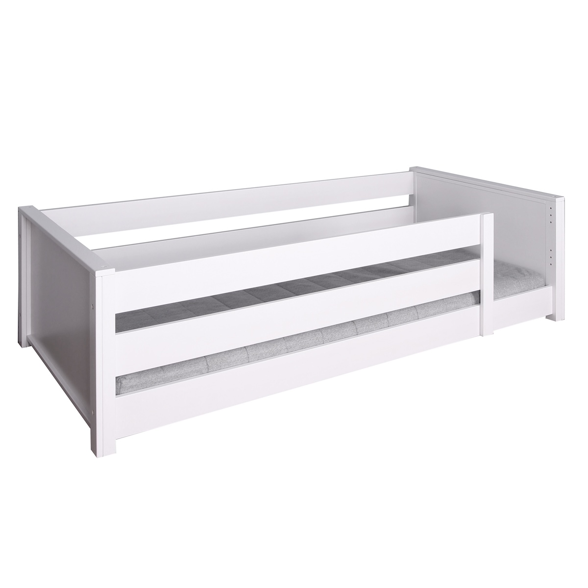 Liege bodentief-Fallschutz hoch 90x200cm KASVA Buche massiv weiß-lackiert