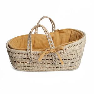 Moses-korb für Puppe aus Palmblatt BOBBLE senfgelb