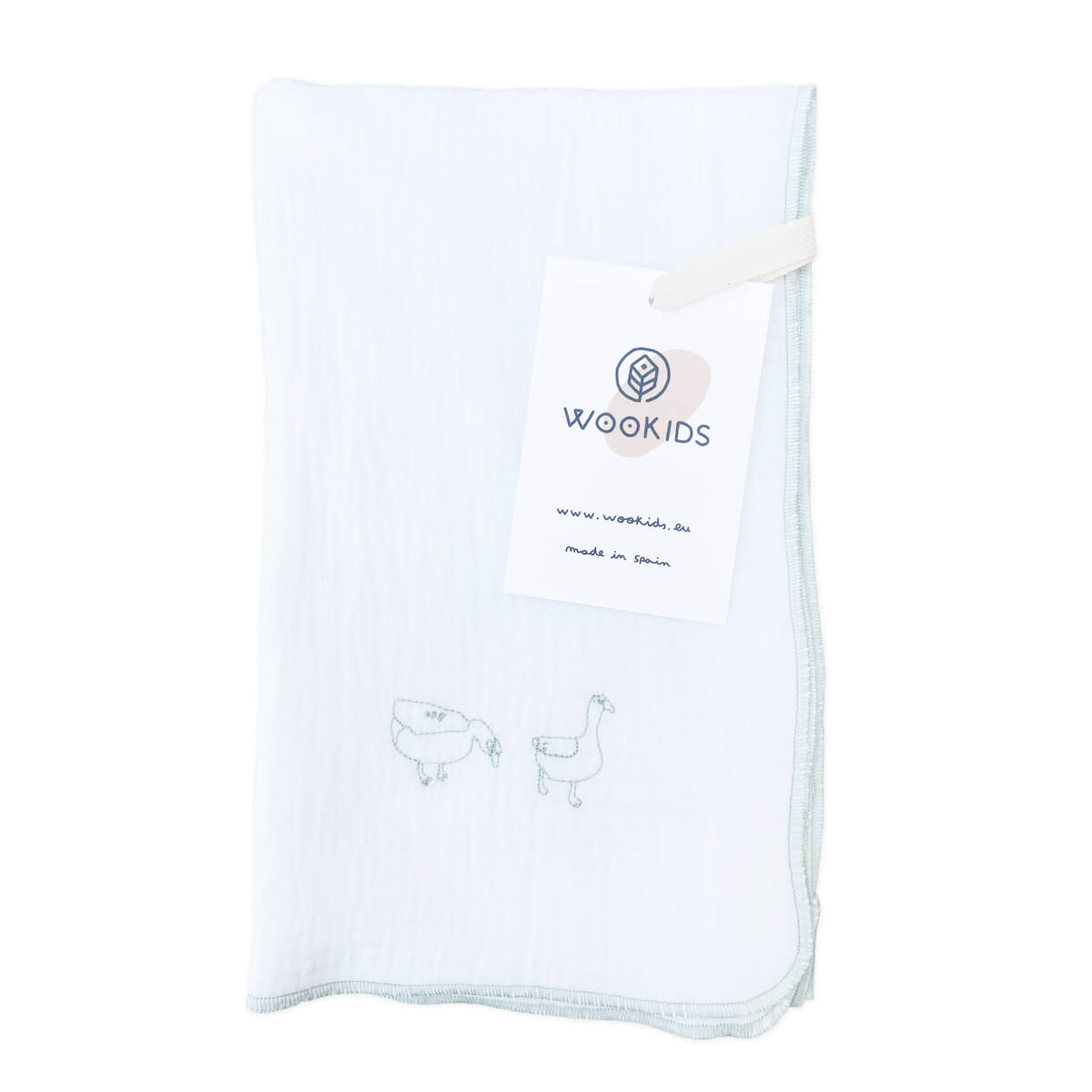 Mulltuch DUCKS bestickt blau 70x70cm