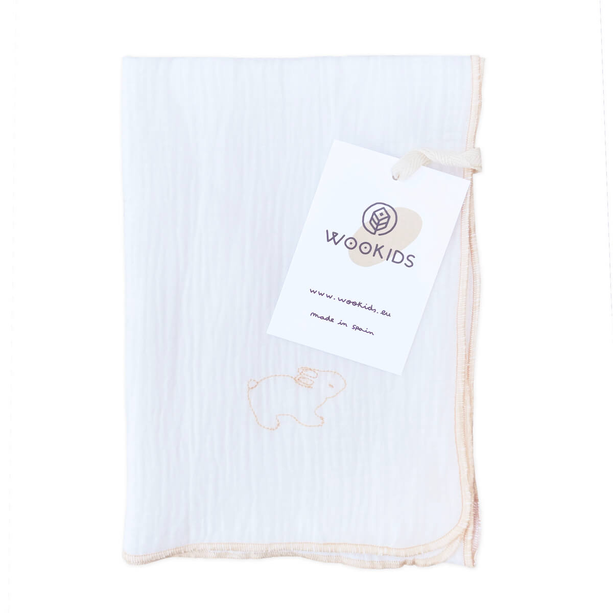 Mulltuch RABBITS bestickt orange 70x70cm