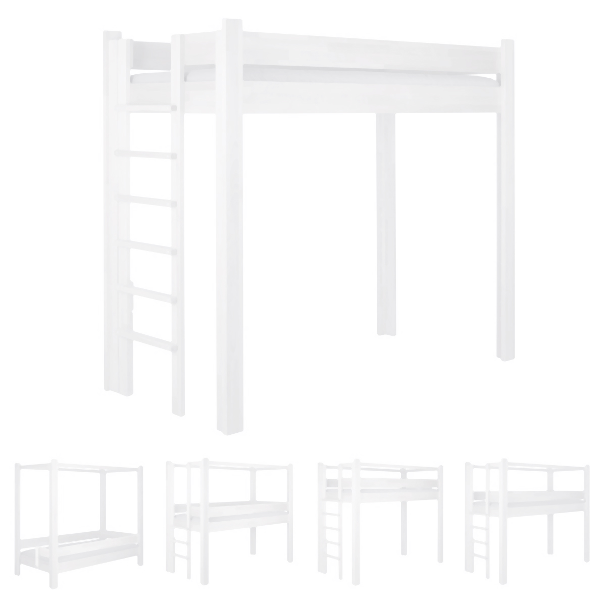 NEW Mitwachsendes Bett 90x200cm 5 in 1 Leiter Kurzseite DESTYLE de Breuyn weiß lackiert