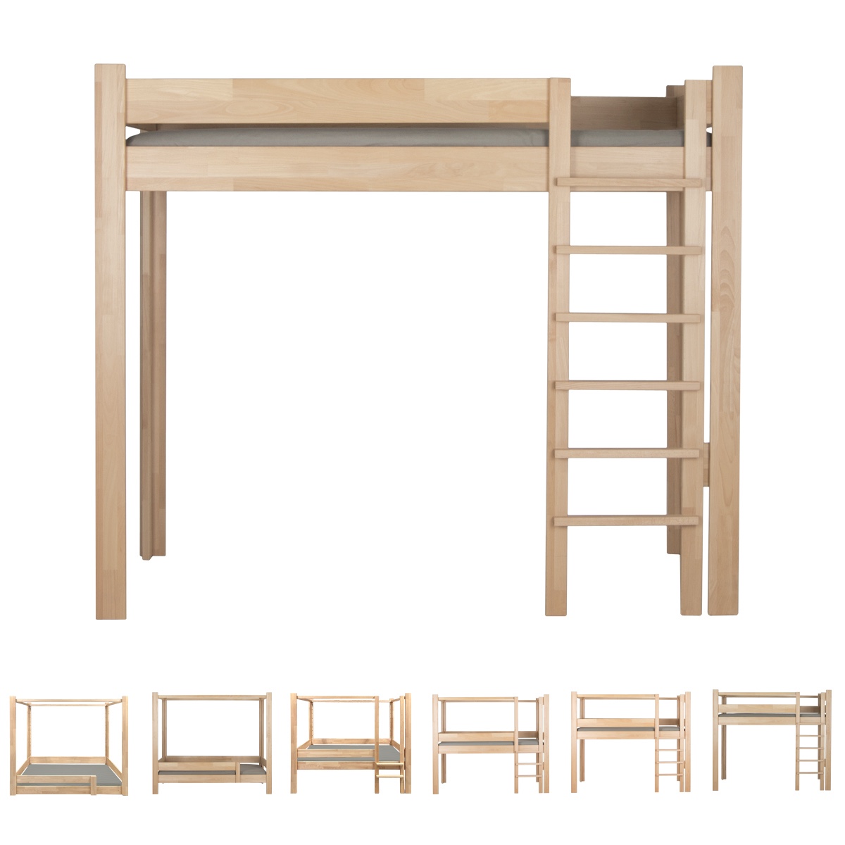 NEW Mitwachsendes Bett 90x200cm 7 in 1 Leiter Längsseite DESTYLE de Breuyn natur geölt