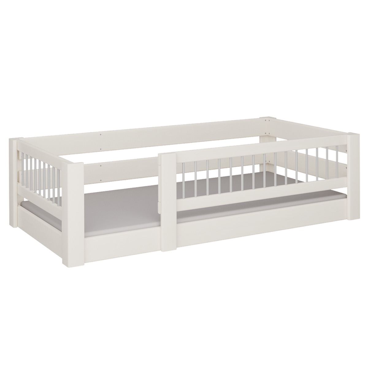 Niedriges Kubu-Spielbett DELUXE de Breuyn geweißt-grau