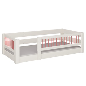 Niedriges Kubu-Spielbett DELUXE de Breuyn geweißt-rot