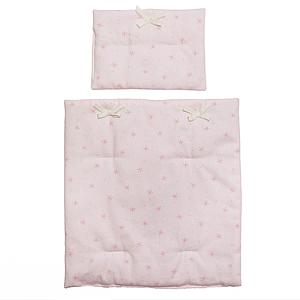 Puppenbettdecke und Kissen STARS rosa