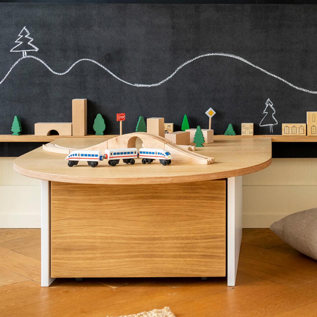 Spieltisch KASVA Multiplex weiß-lackiert Eiche-furniert