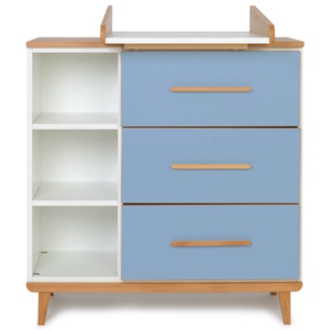 Wickelkommode 3 Schubladen 3 Nischen NADO Retro Buche capri blue