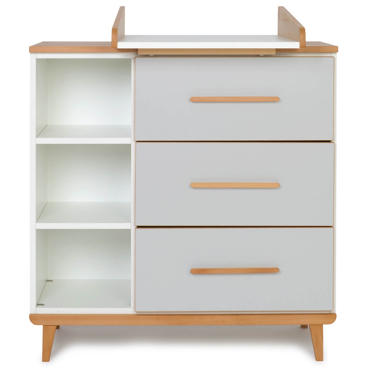 Wickelkommode 3 Schubladen 3 Nischen NADO Retro Buche manhattan grey