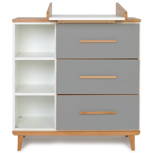 Wickelkommode 3 Schubladen 3 Nischen NADO Retro Buche slate grey